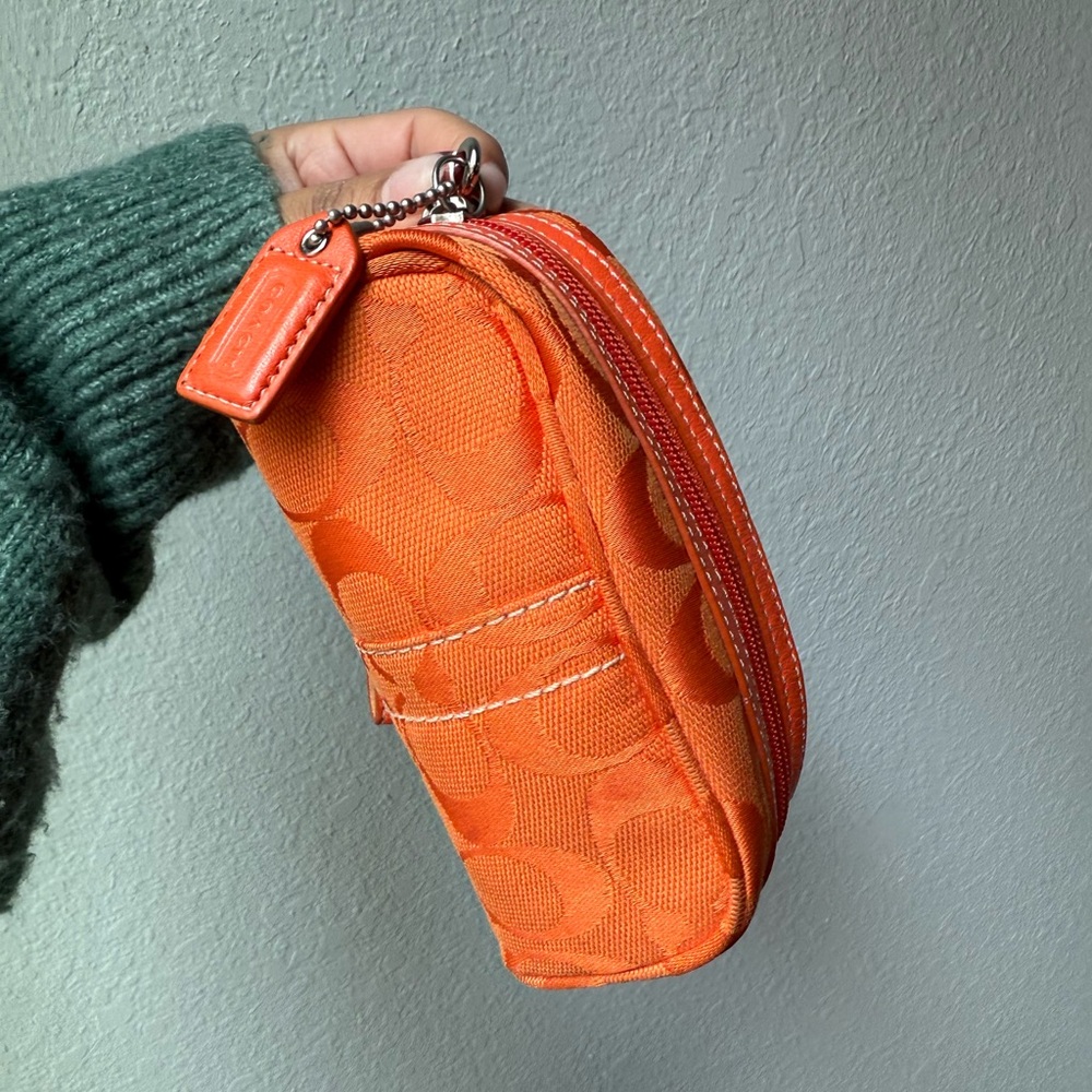 Coach Y2K Orange Signature Jacquard Pouch